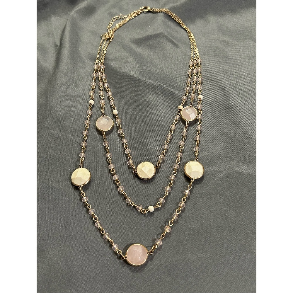 Pink Circles Multi Strand Necklace